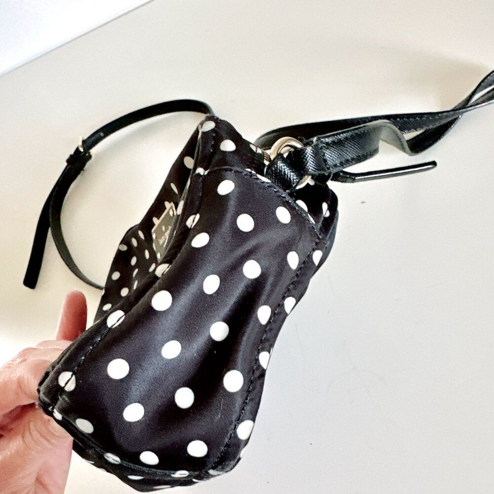 KATE SPADE BLACK & WHITE POLKA DOT CROSSBODY PURSE - Picture 6 of 10